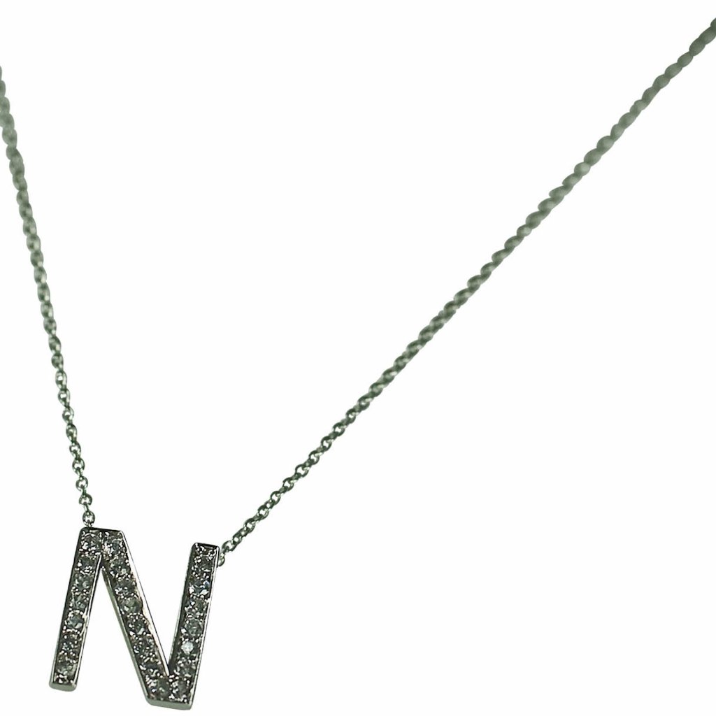N Initial Pendant Necklace Pave Crystal 40$